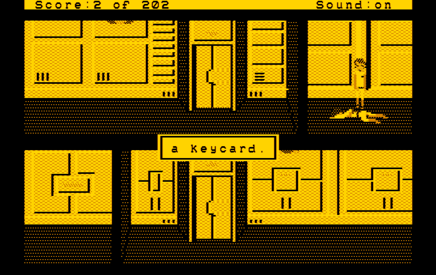 Space Quest: Chapter I - The Sarien Encounter IBM PC/Compatibles Screenshot: Found a keycard.