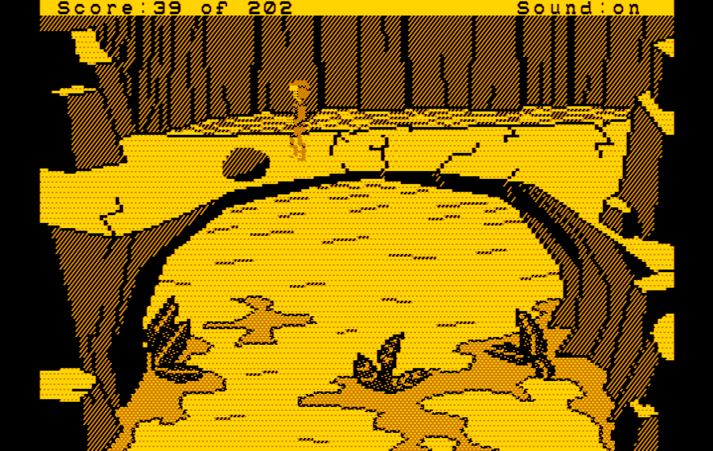 Space Quest: Chapter I - The Sarien Encounter IBM PC/Compatibles Screenshot: This bridge isn't very stable...