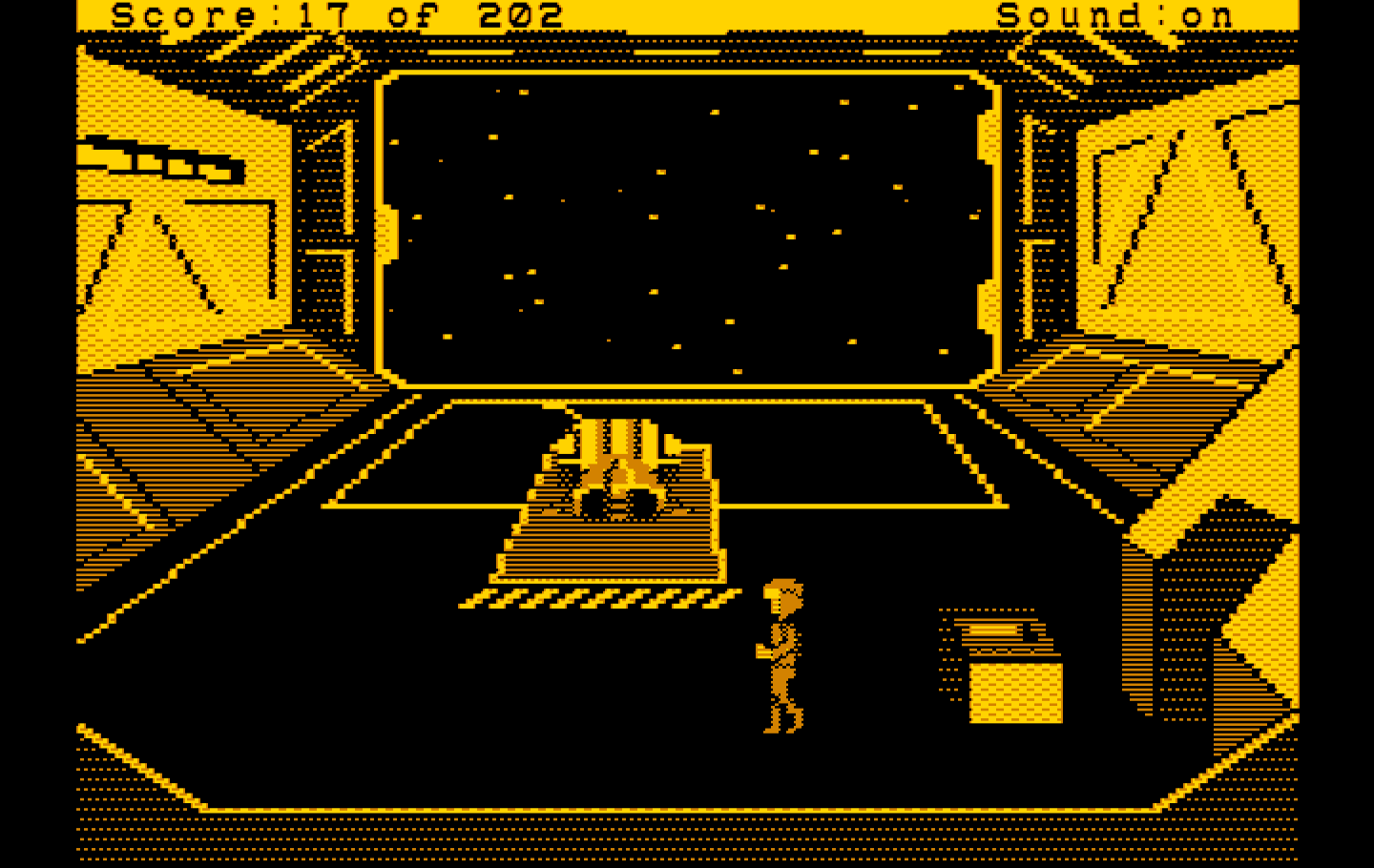 Space Quest: Chapter I - The Sarien Encounter IBM PC/Compatibles Screenshot: An escape pod, how useful!