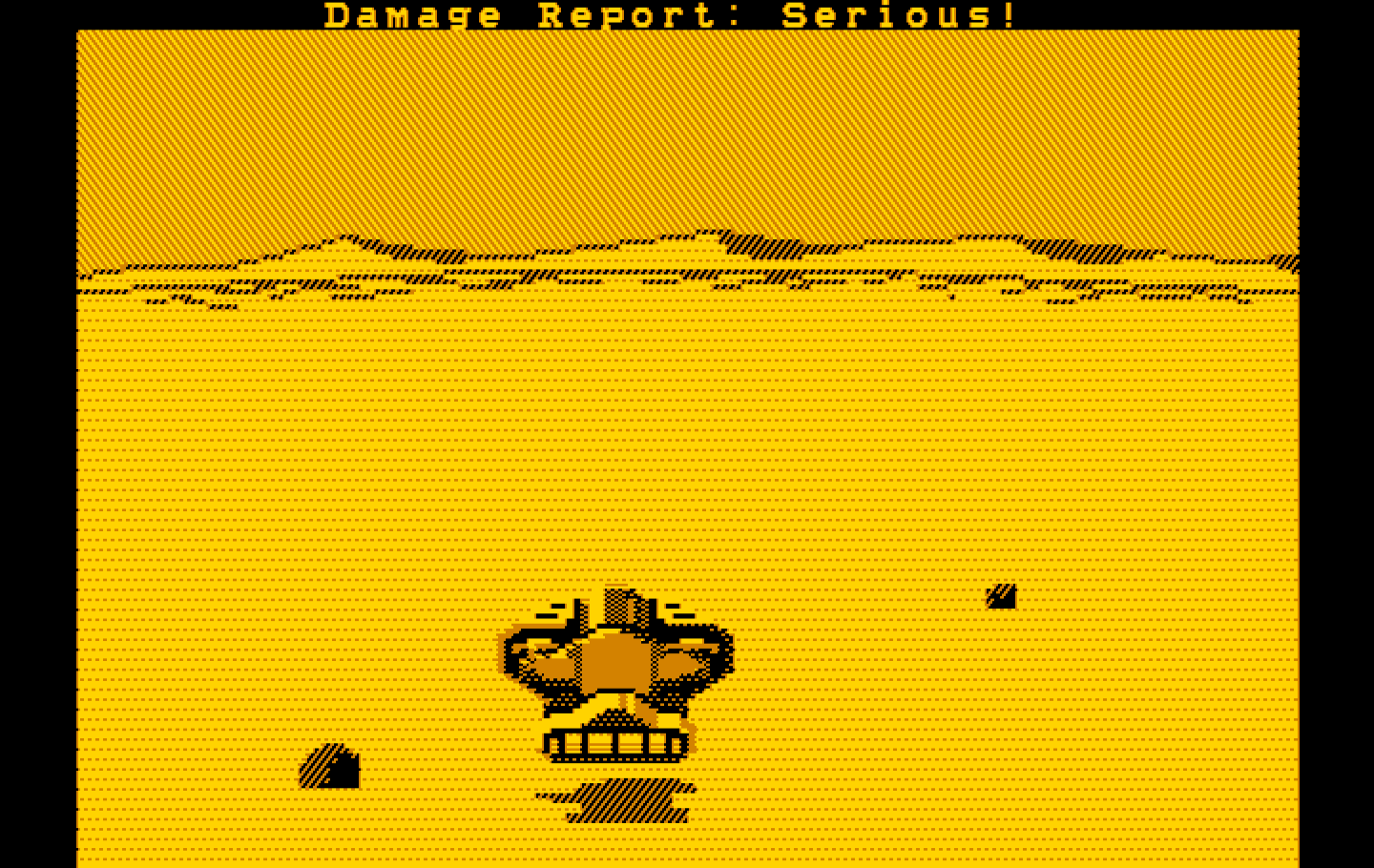Space Quest: Chapter I - The Sarien Encounter IBM PC/Compatibles Screenshot: The skimmer arcade sequence; don't crash into rocks!