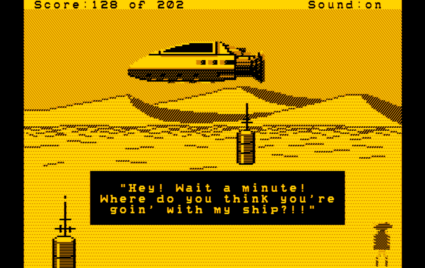 Space Quest: Chapter I - The Sarien Encounter IBM PC/Compatibles Screenshot: Taking off!