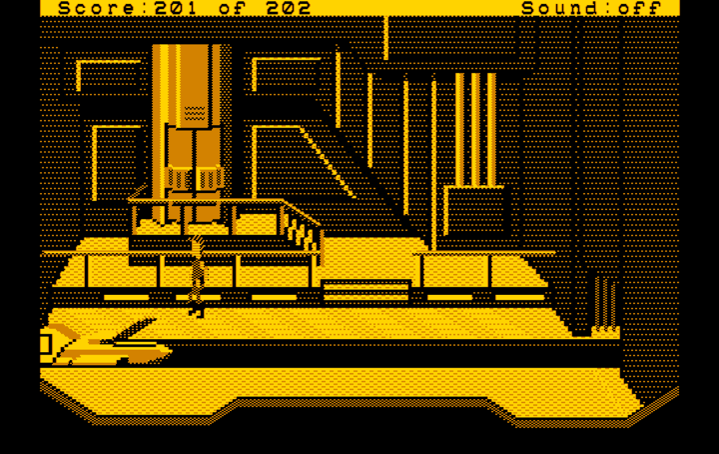 Space Quest: Chapter I - The Sarien Encounter IBM PC/Compatibles Screenshot: Ah, an escape pod!