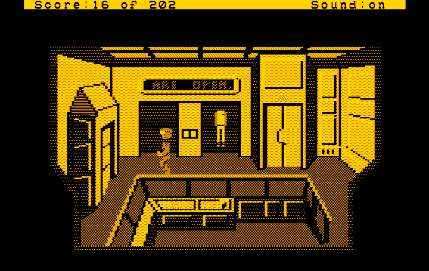 Space Quest: Chapter I - The Sarien Encounter IBM PC/Compatibles Screenshot: Acquired a new space suit.