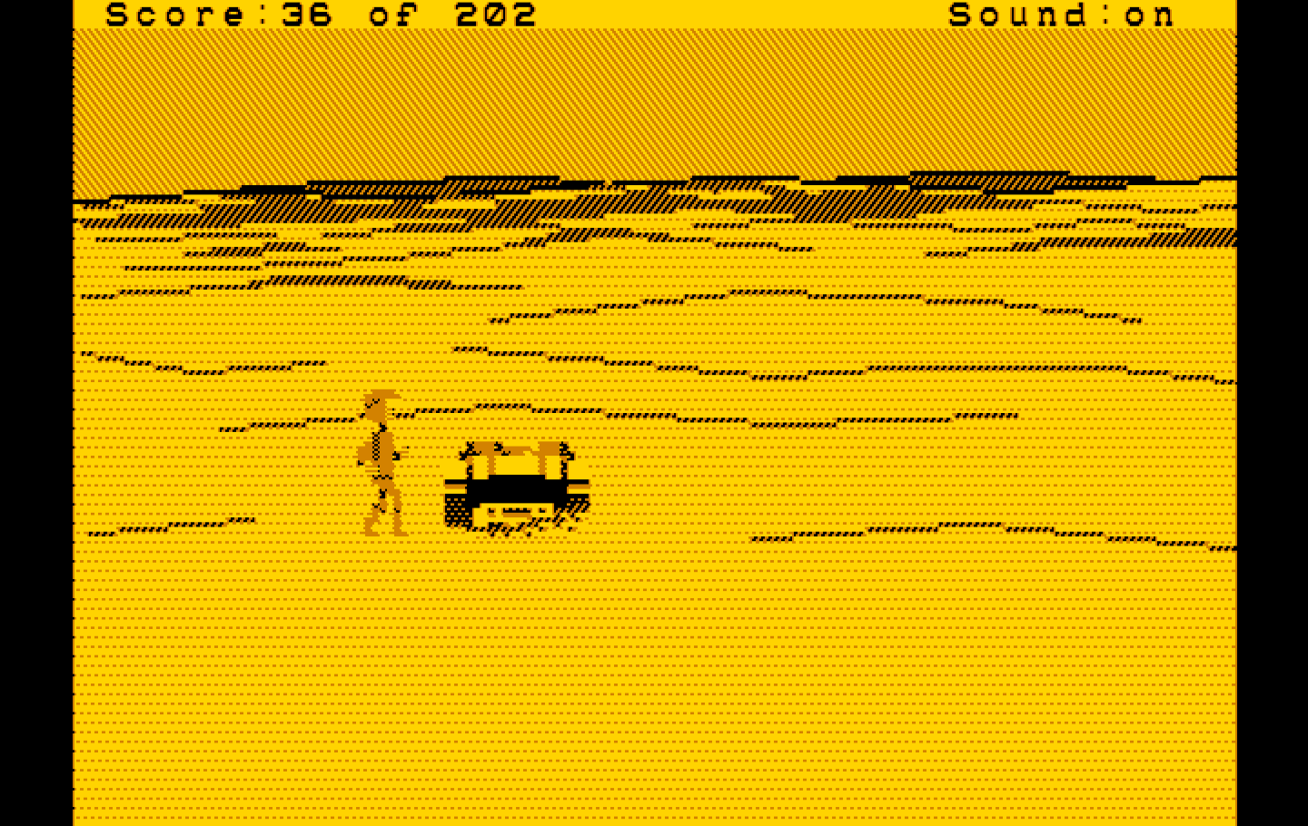 Space Quest: Chapter I - The Sarien Encounter IBM PC/Compatibles Screenshot: Where should I head on this desert planet?