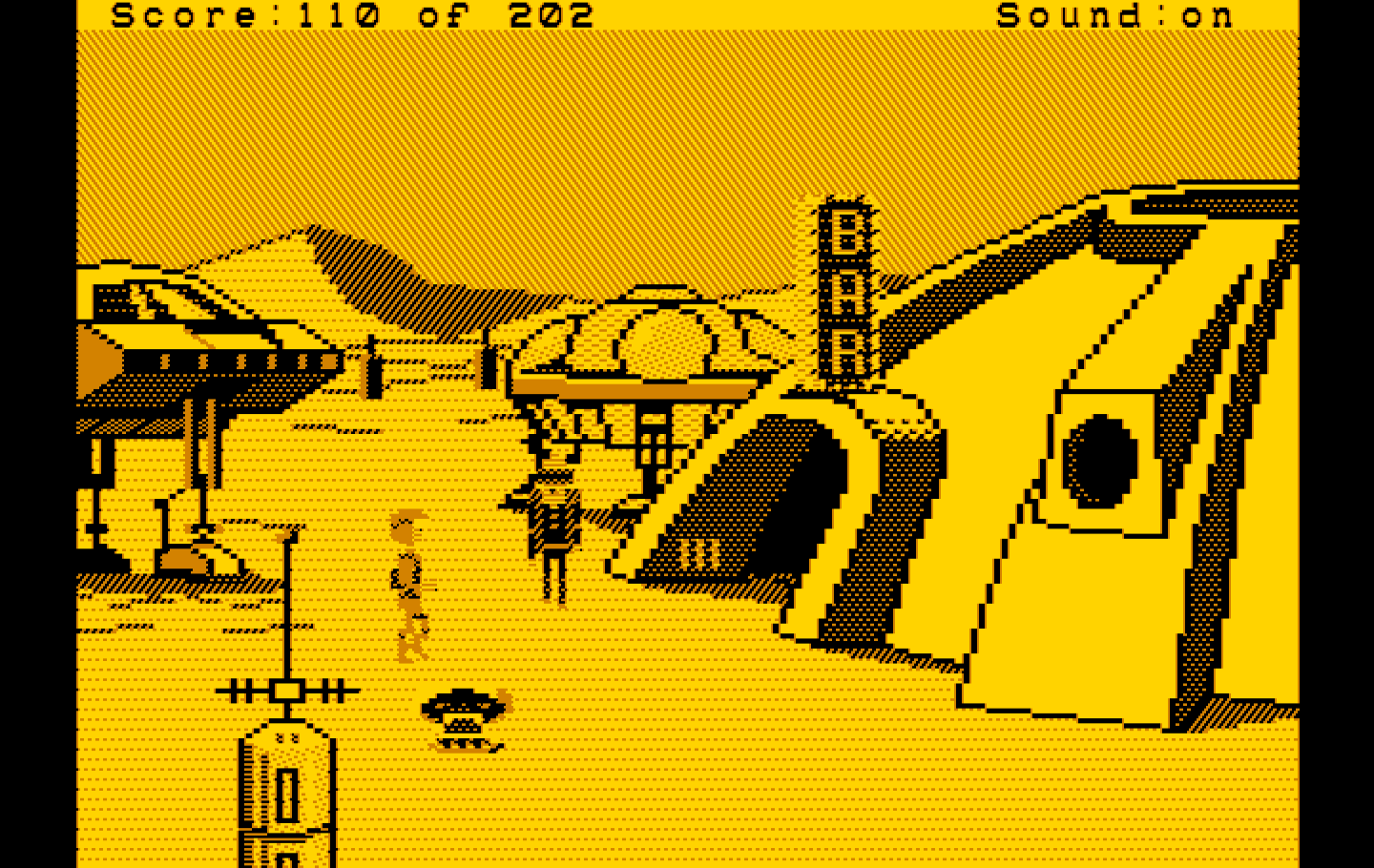 Space Quest: Chapter I - The Sarien Encounter IBM PC/Compatibles Screenshot: Welcome to Ulence Flats!