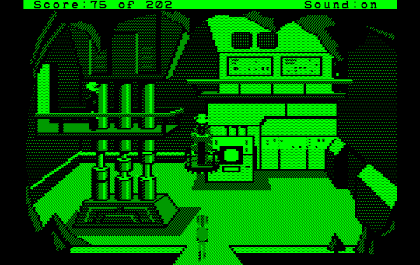 Space Quest: Chapter I - The Sarien Encounter IBM PC/Compatibles Screenshot: Meeting our alien friends.