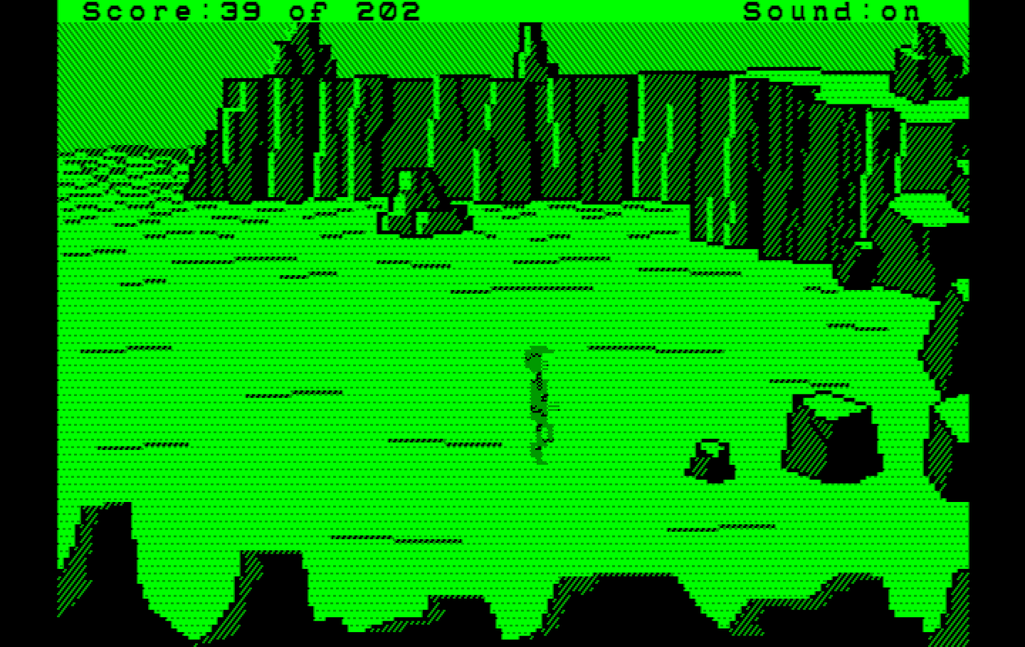 Space Quest: Chapter I - The Sarien Encounter IBM PC/Compatibles Screenshot: Let's see if there's anything over by these rocks...