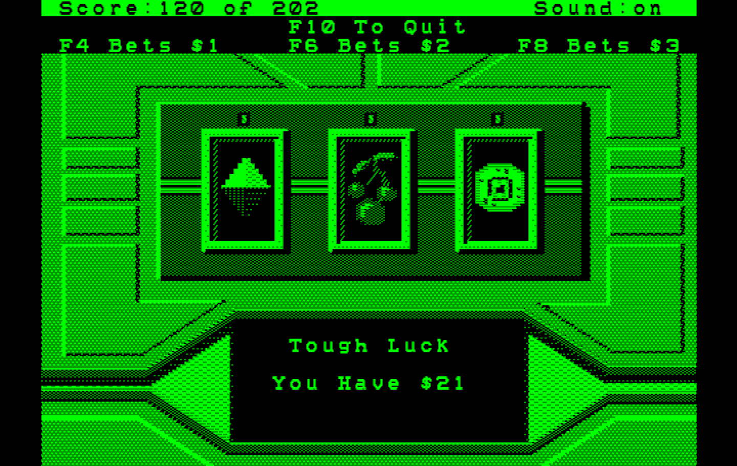 Space Quest: Chapter I - The Sarien Encounter IBM PC/Compatibles Screenshot: Playing the slot machine.