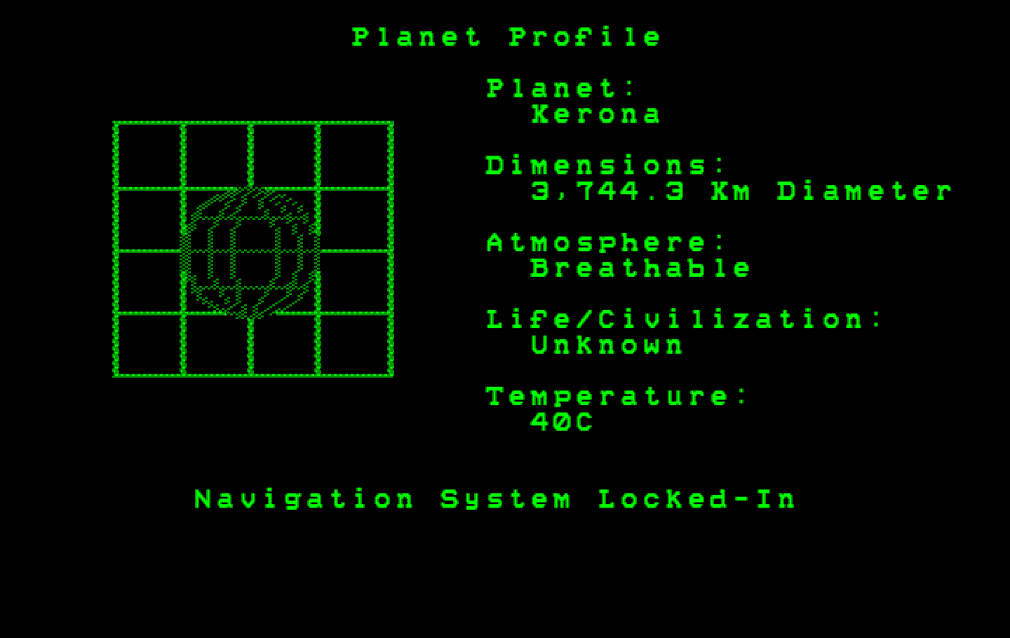 Space Quest: Chapter I - The Sarien Encounter IBM PC/Compatibles Screenshot: Navigation system locked in; we're headed to Kerona!