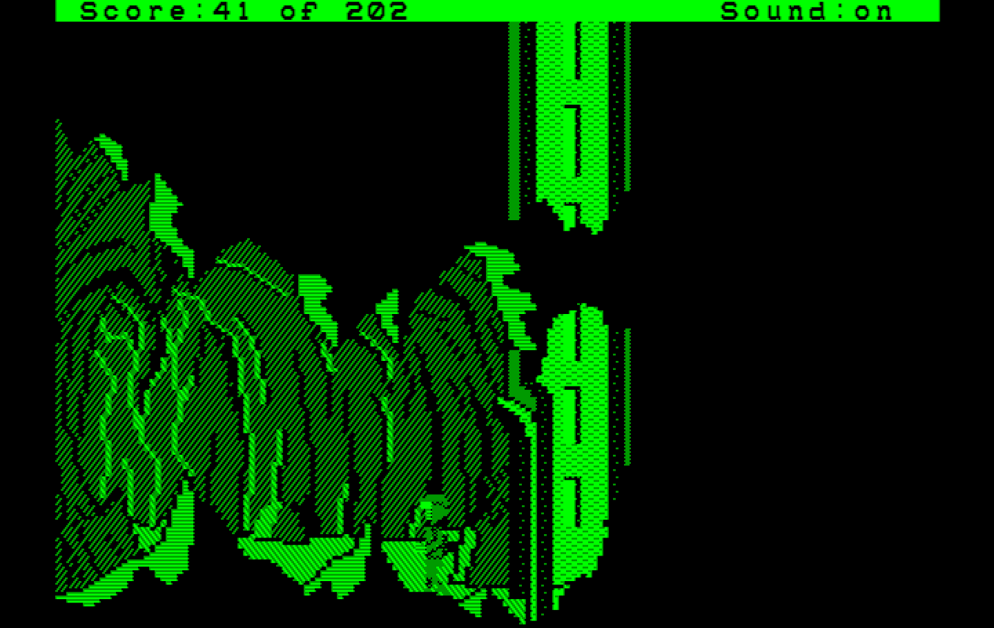 Space Quest: Chapter I - The Sarien Encounter IBM PC/Compatibles Screenshot: Entered a cavern...
