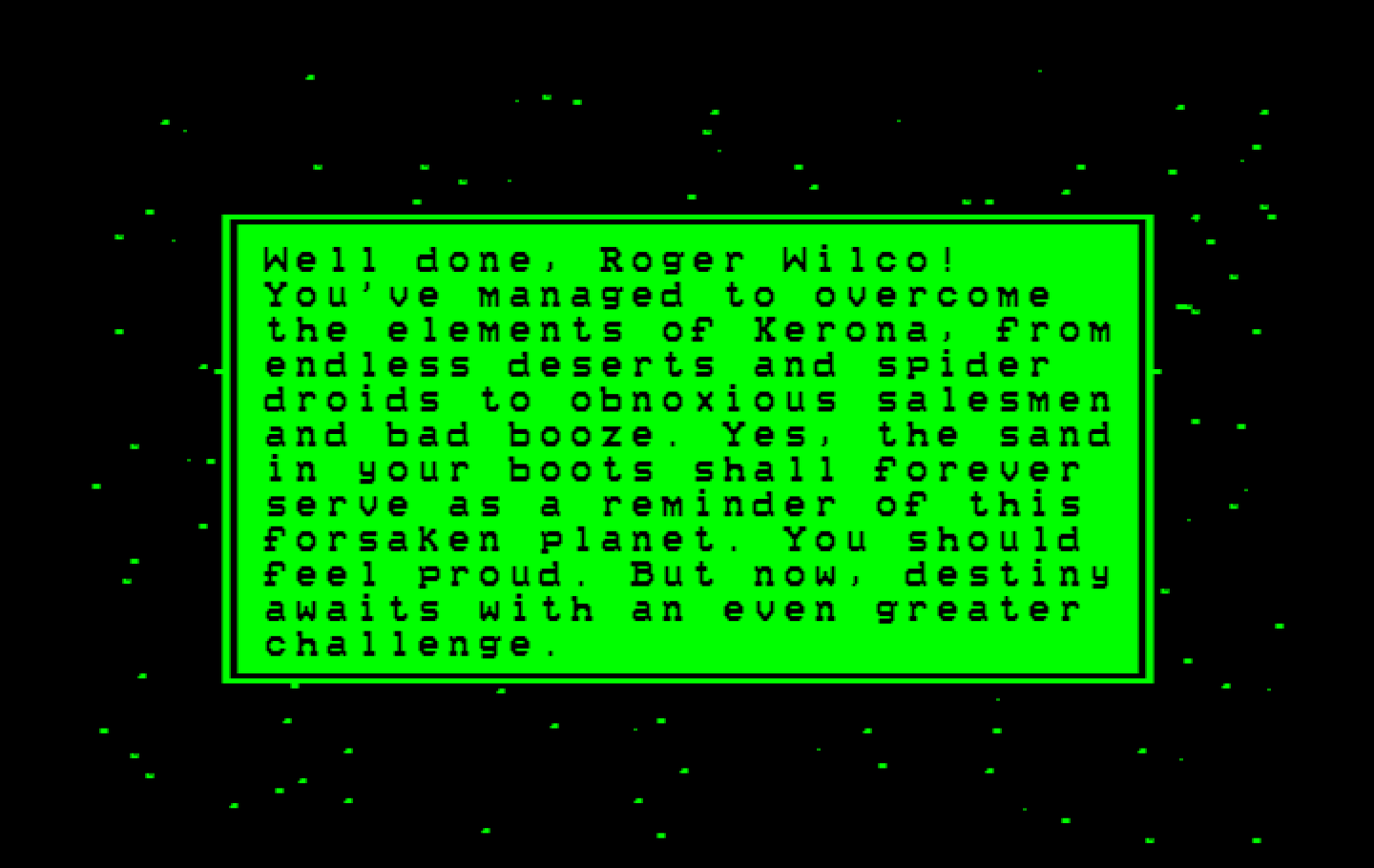 Space Quest: Chapter I - The Sarien Encounter IBM PC/Compatibles Screenshot: Escaped from Kerona.