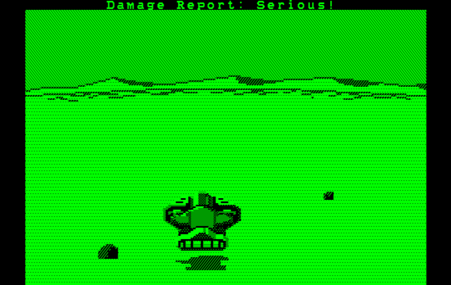 Space Quest: Chapter I - The Sarien Encounter IBM PC/Compatibles Screenshot: The skimmer arcade sequence; don't crash into rocks!