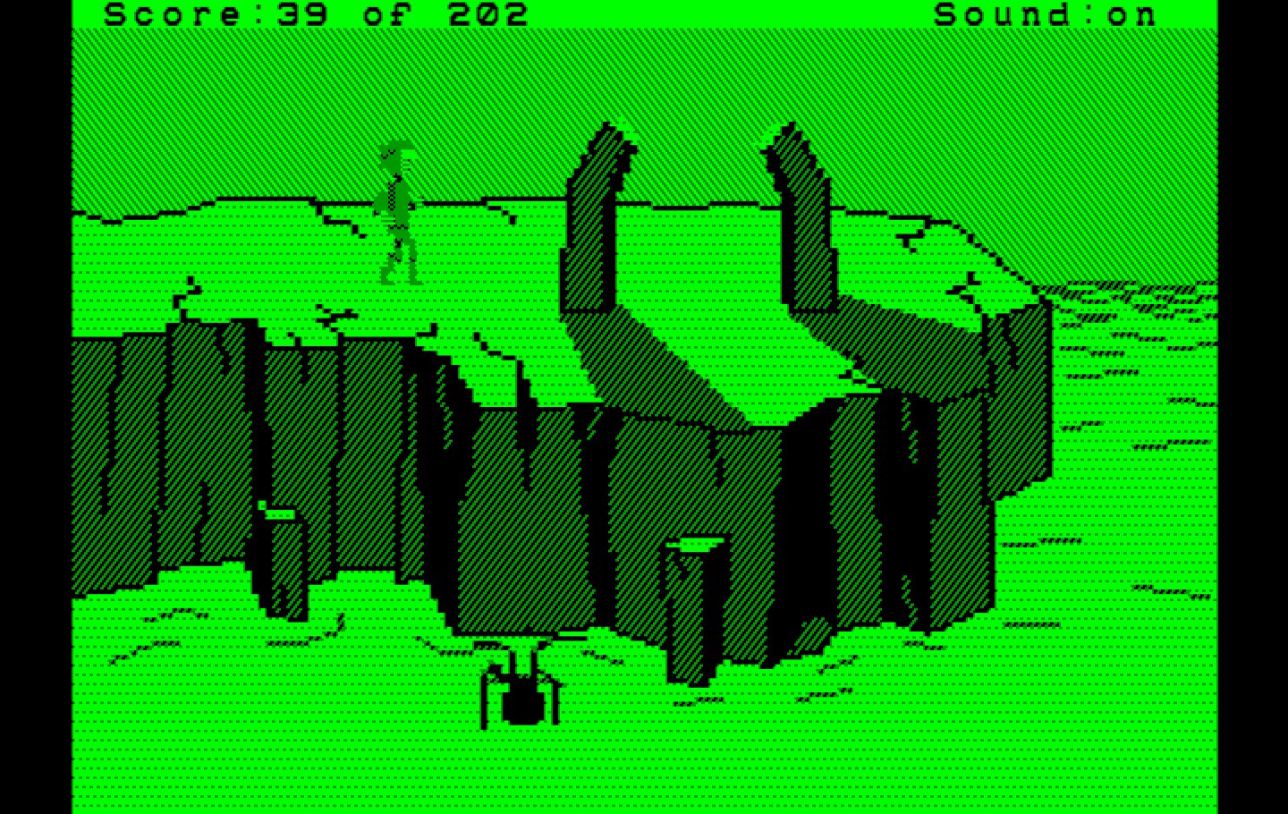 Space Quest: Chapter I - The Sarien Encounter IBM PC/Compatibles Screenshot: This rock formation looks suspicious...