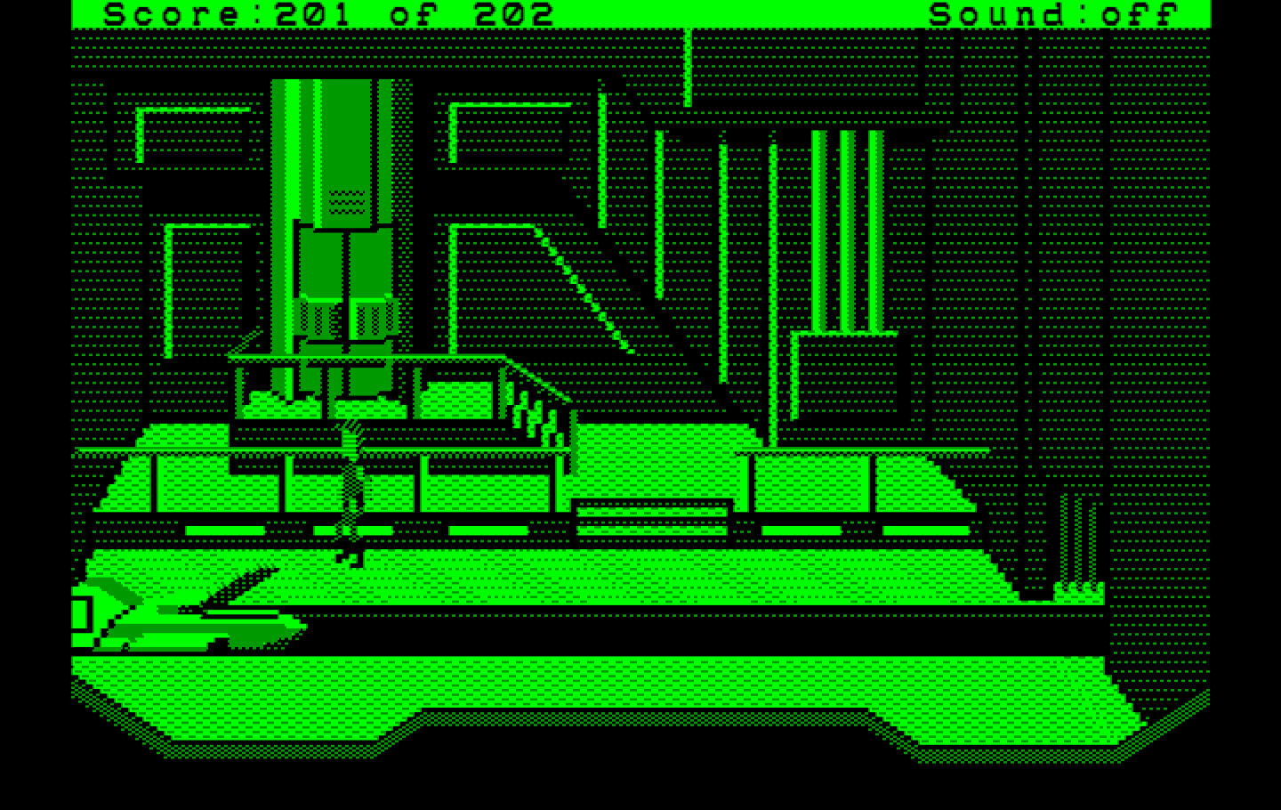 Space Quest: Chapter I - The Sarien Encounter IBM PC/Compatibles Screenshot: Ah, an escape pod!