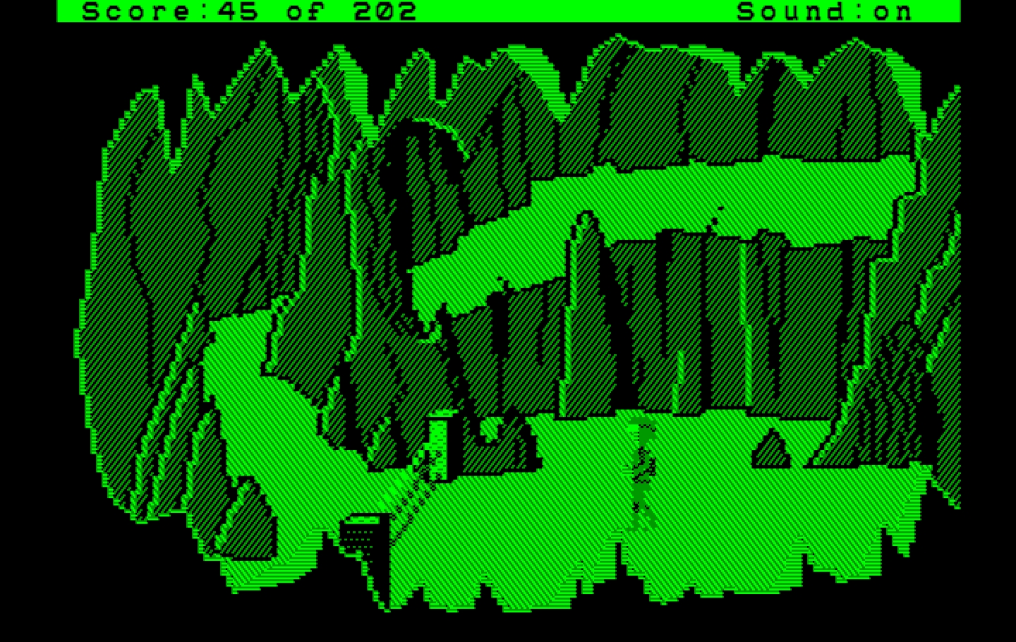 Space Quest: Chapter I - The Sarien Encounter IBM PC/Compatibles Screenshot: Lasers are deadly; I'll need a strategy to continue on!