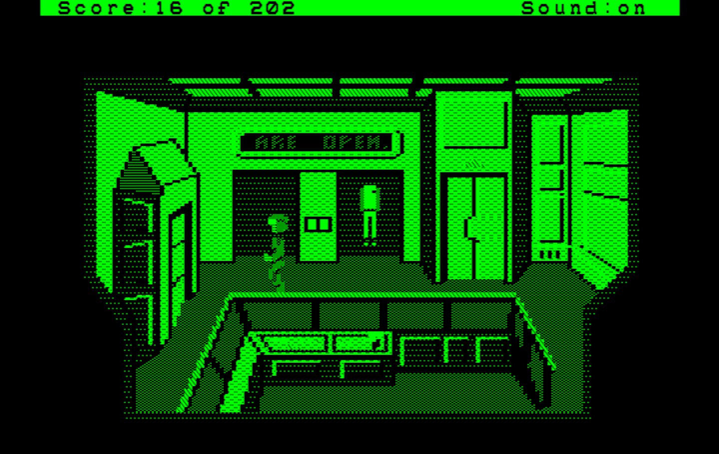 Space Quest: Chapter I - The Sarien Encounter IBM PC/Compatibles Screenshot: Acquired a new space suit.