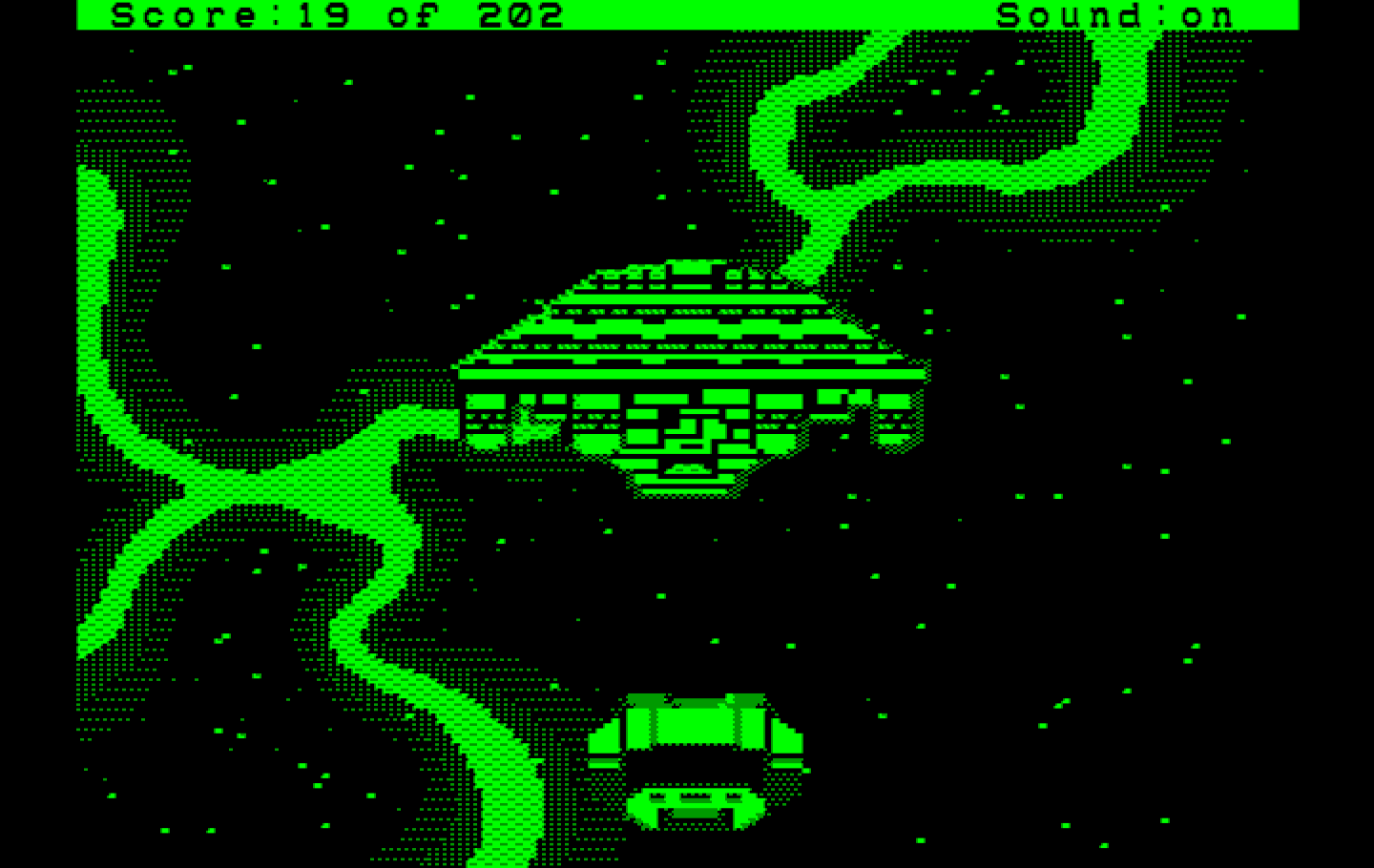 Space Quest: Chapter I - The Sarien Encounter IBM PC/Compatibles Screenshot: Escaping the Arcada just in time.