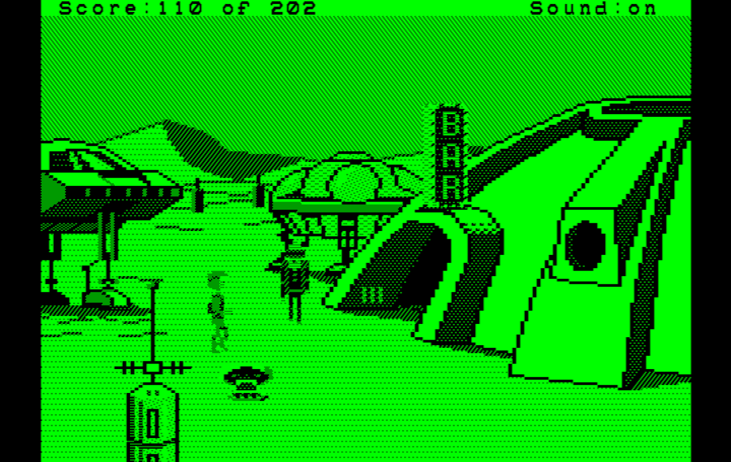 Space Quest: Chapter I - The Sarien Encounter IBM PC/Compatibles Screenshot: Welcome to Ulence Flats!