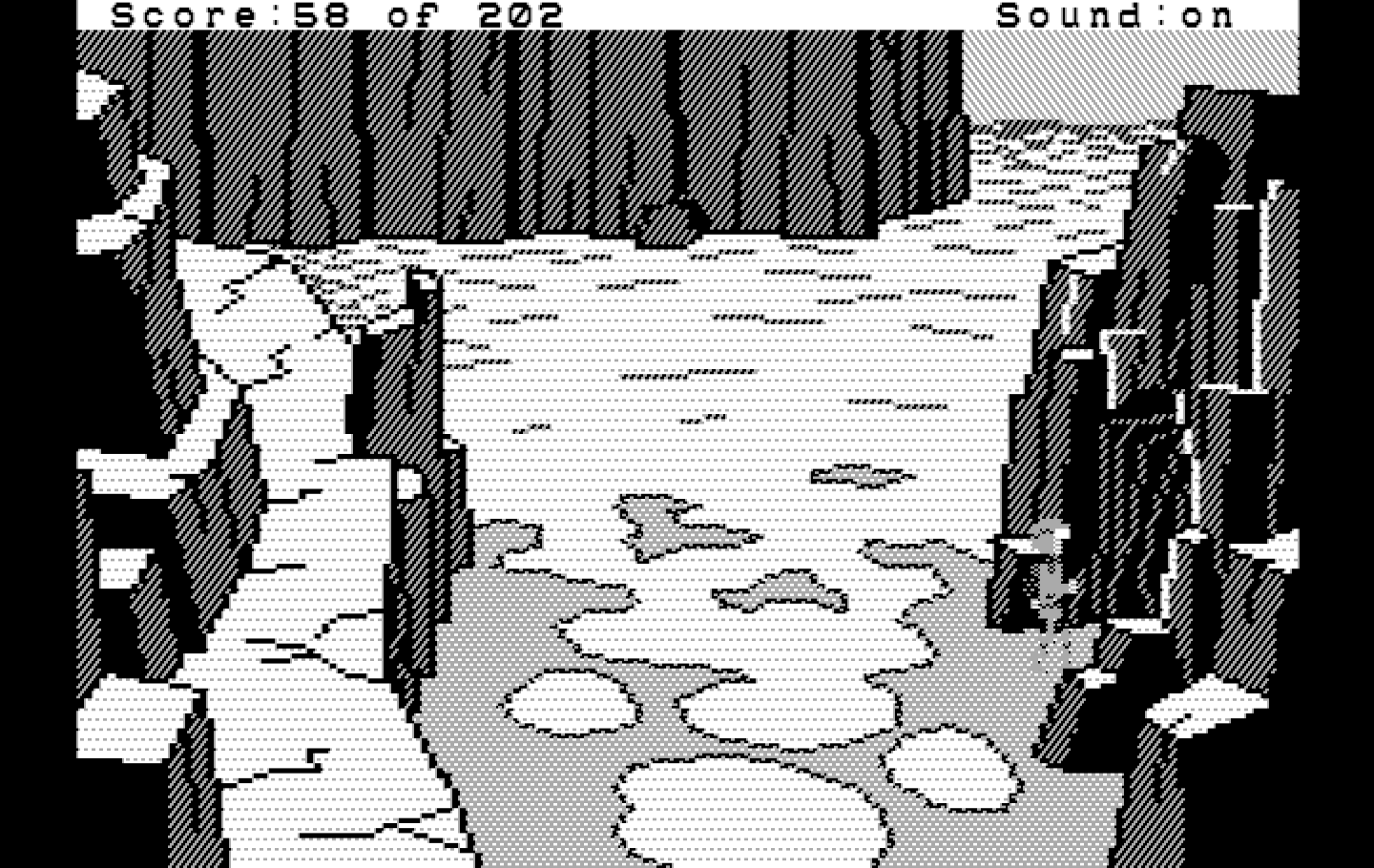 Space Quest: Chapter I - The Sarien Encounter IBM PC/Compatibles Screenshot: Let's check out this cave...