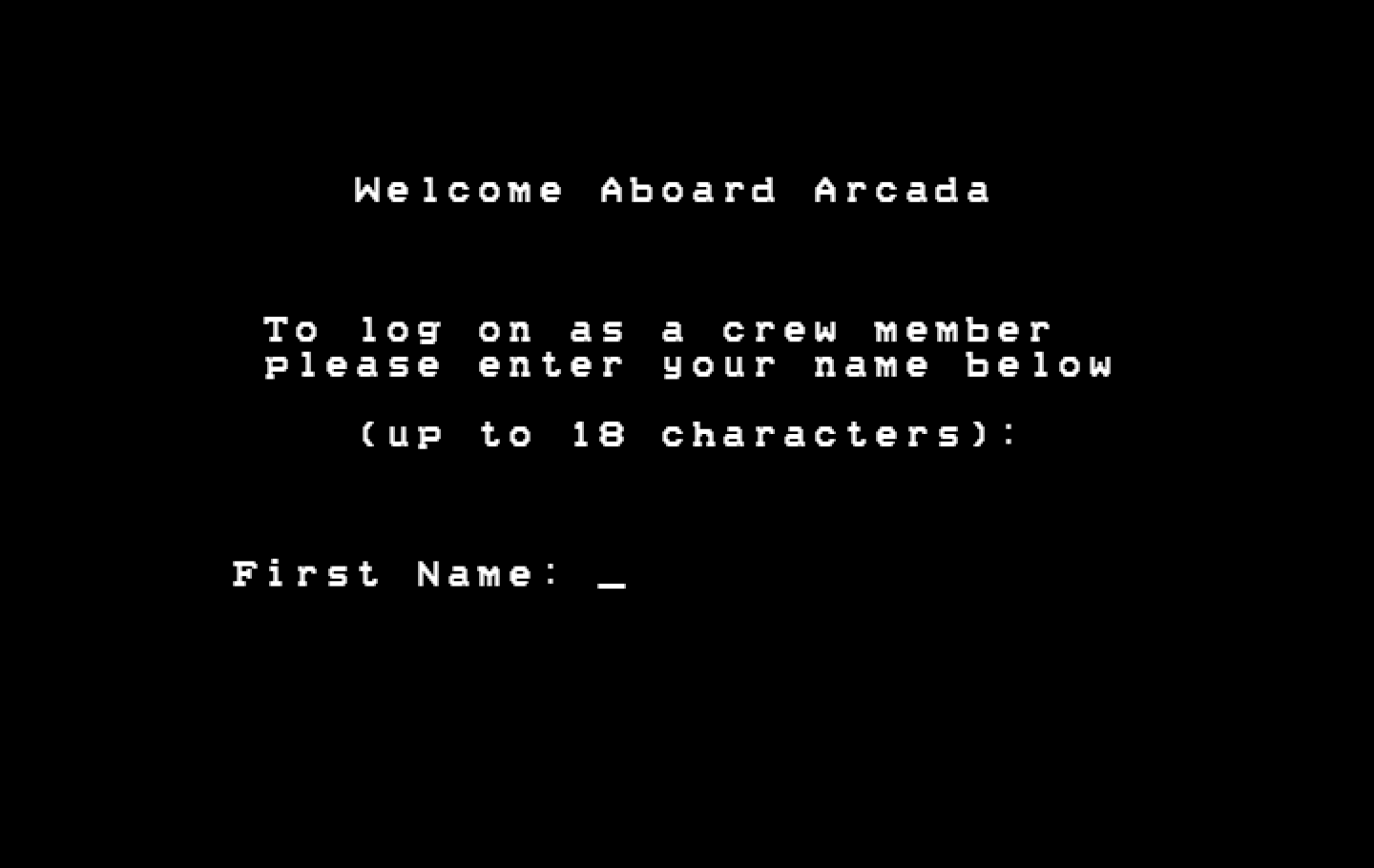 Space Quest: Chapter I - The Sarien Encounter IBM PC/Compatibles Screenshot: Welcome aboard Arcada!