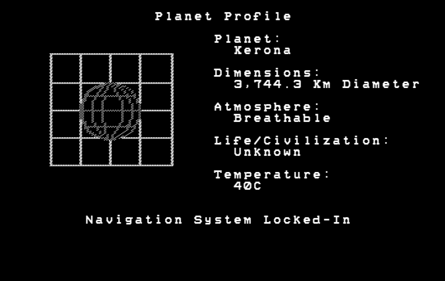 Space Quest: Chapter I - The Sarien Encounter IBM PC/Compatibles Screenshot: Navigation system locked in; we're headed to Kerona!