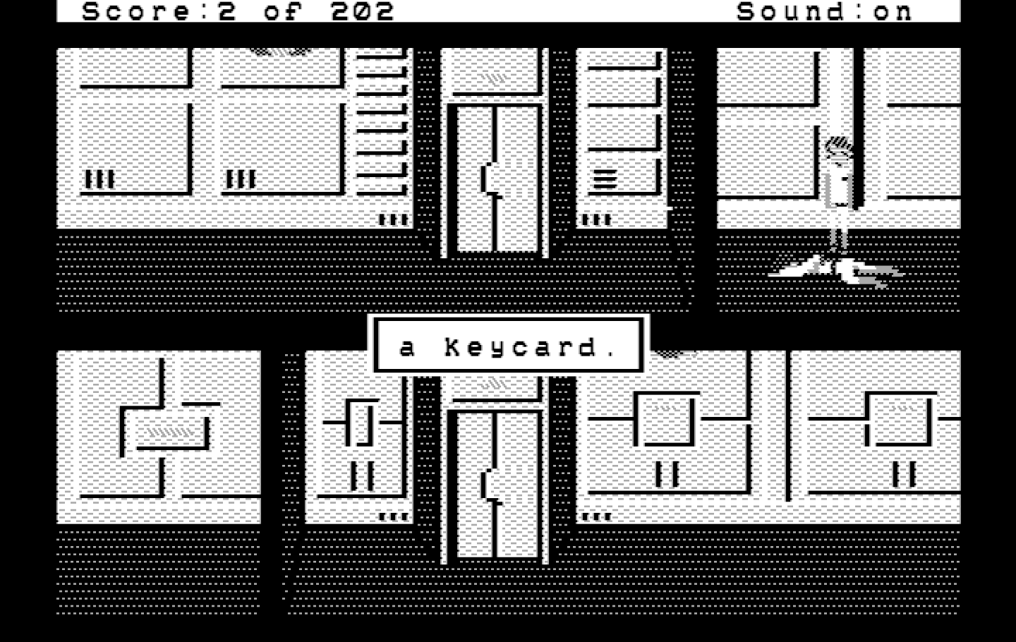 Space Quest: Chapter I - The Sarien Encounter IBM PC/Compatibles Screenshot: Found a keycard.