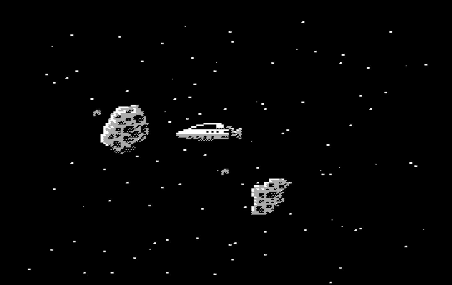 Space Quest: Chapter I - The Sarien Encounter IBM PC/Compatibles Screenshot: Dodging the asteroids is controled by my robot.