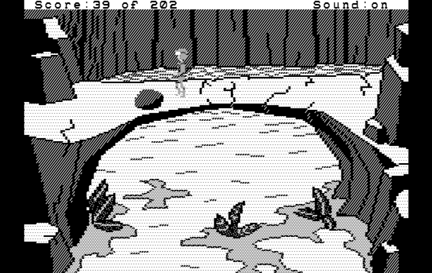 Space Quest: Chapter I - The Sarien Encounter IBM PC/Compatibles Screenshot: This bridge isn't very stable...