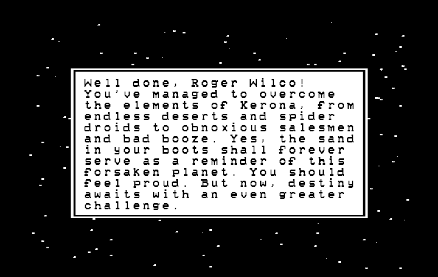 Space Quest: Chapter I - The Sarien Encounter IBM PC/Compatibles Screenshot: Escaped from Kerona.