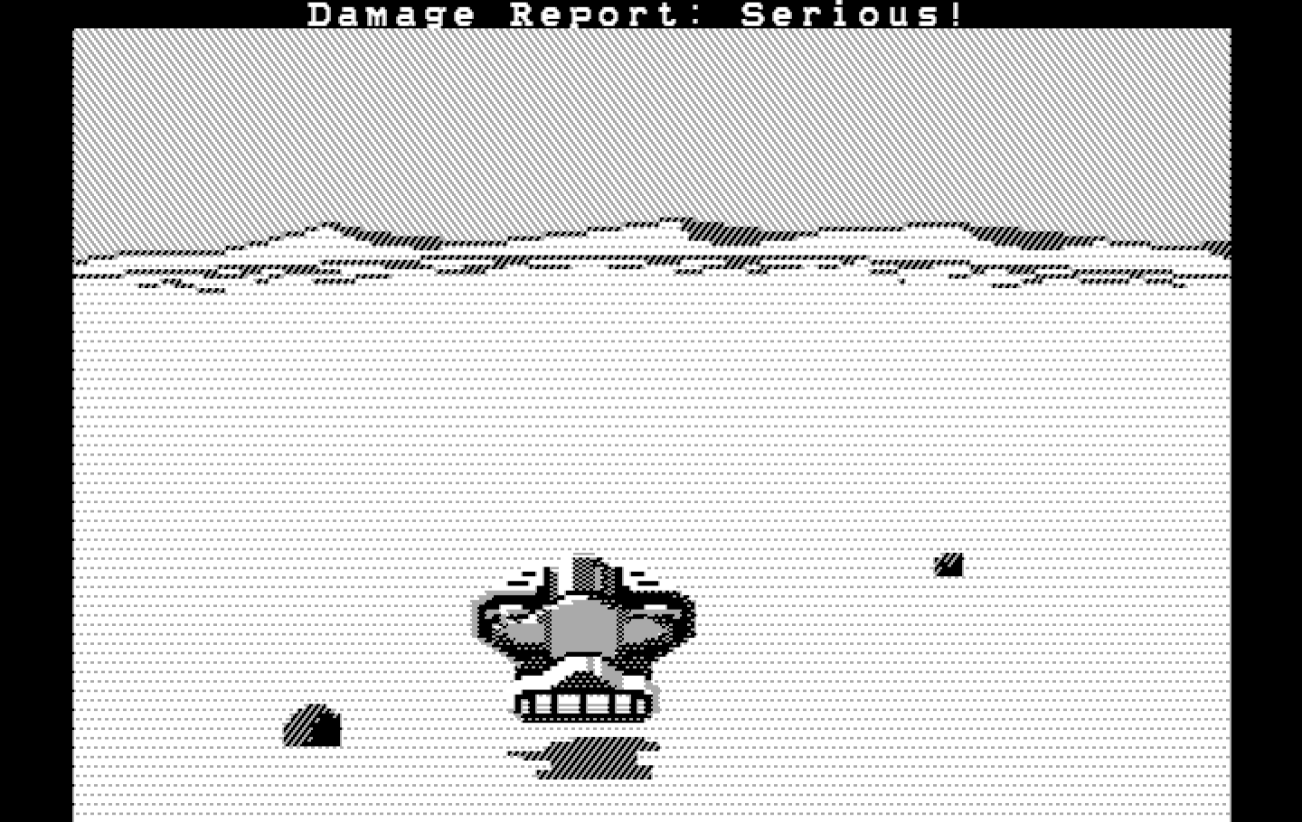 Space Quest: Chapter I - The Sarien Encounter IBM PC/Compatibles Screenshot: The skimmer arcade sequence; don't crash into rocks!