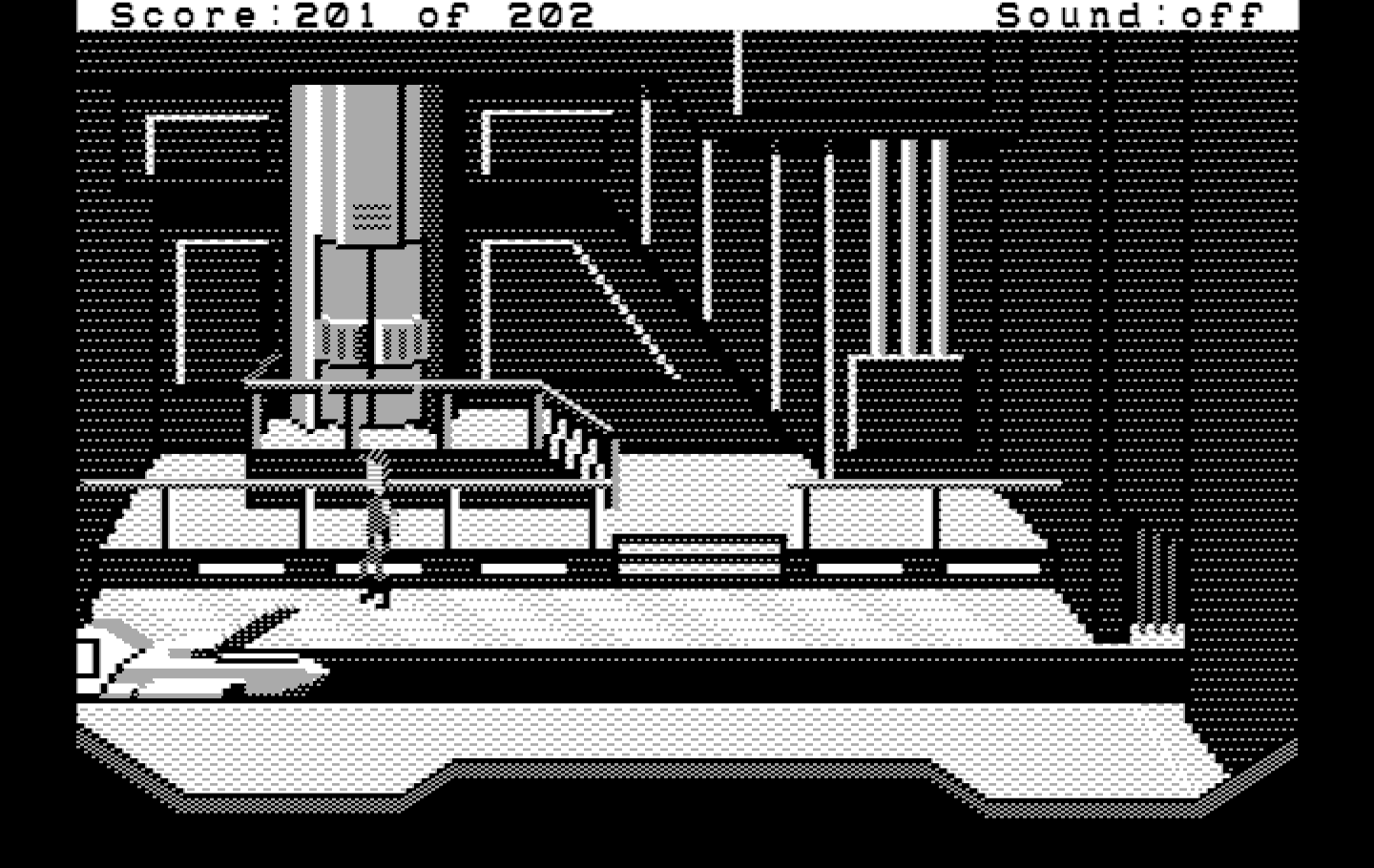 Space Quest: Chapter I - The Sarien Encounter IBM PC/Compatibles Screenshot: Ah, an escape pod!