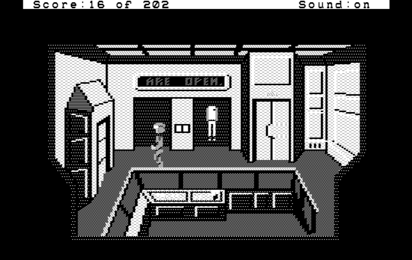 Space Quest: Chapter I - The Sarien Encounter IBM PC/Compatibles Screenshot: Acquired a new space suit.