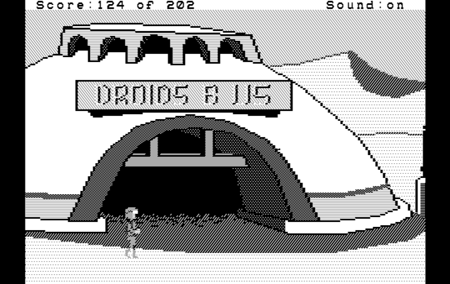 Space Quest: Chapter I - The Sarien Encounter IBM PC/Compatibles Screenshot: I'll need a droid to pilot my spaceship...