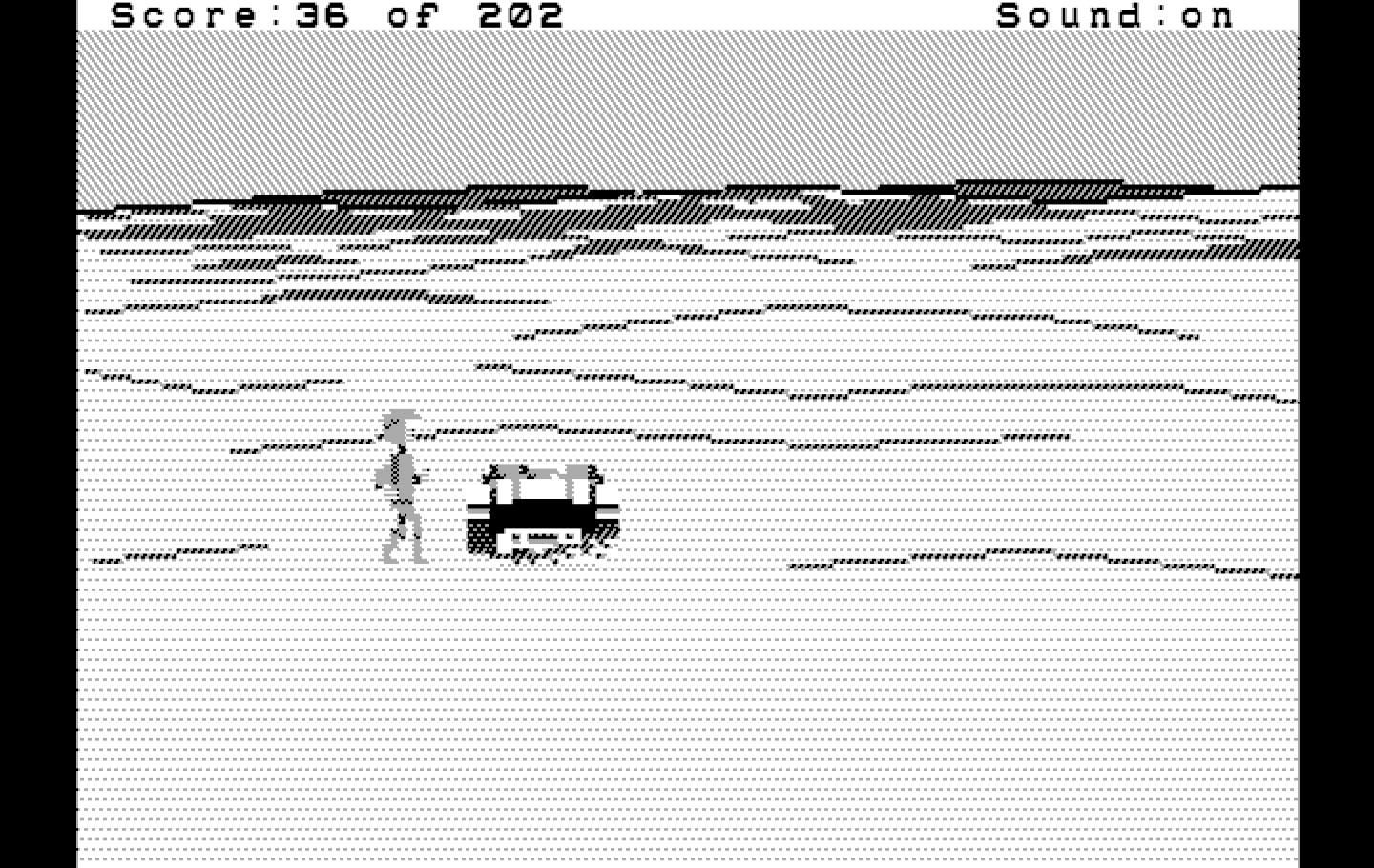 Space Quest: Chapter I - The Sarien Encounter IBM PC/Compatibles Screenshot: Where should I head on this desert planet?