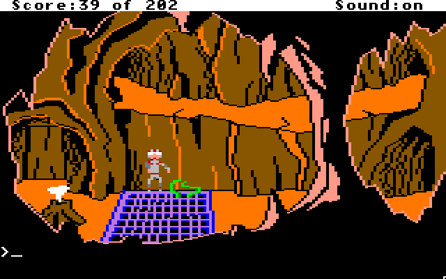 Space Quest: Chapter I - The Sarien Encounter Apple IIgs Screenshot: Be careful of the tentacles in this cave!