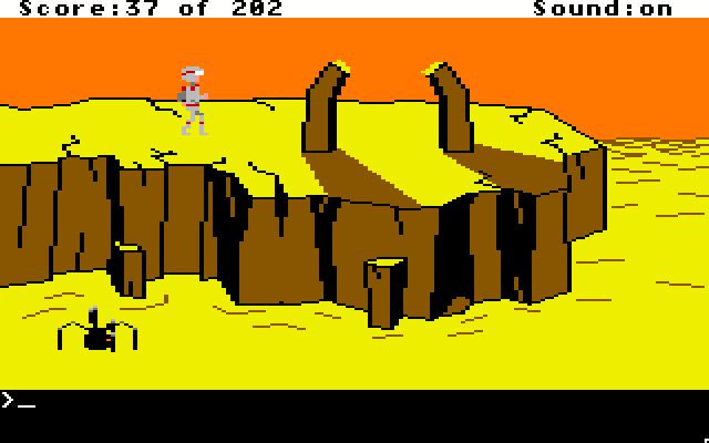 Space Quest: Chapter I - The Sarien Encounter Apple IIgs Screenshot: This rock formation is suspect...