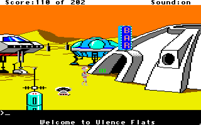 Space Quest: Chapter I - The Sarien Encounter Apple IIgs Screenshot: I made it to Ulence Flats!