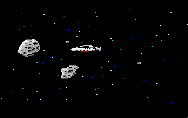 Space Quest: Chapter I - The Sarien Encounter Apple IIgs Screenshot: My new droid safely navigates the ship through the asteroids.