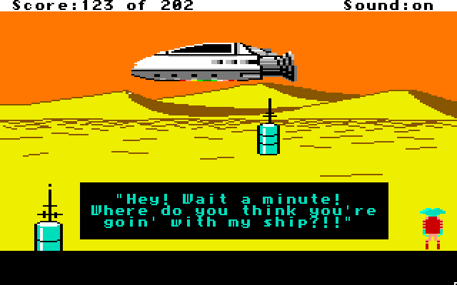 Space Quest: Chapter I - The Sarien Encounter Apple IIgs Screenshot: Taking off...