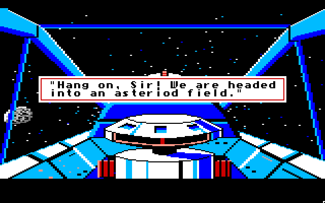 Space Quest: Chapter I - The Sarien Encounter Apple IIgs Screenshot: Uh oh, asteroids!