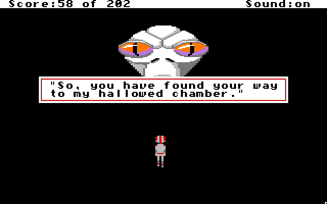 Space Quest: Chapter I - The Sarien Encounter Apple IIgs Screenshot: Talking with a hologram.