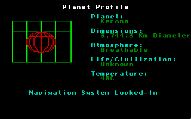 Space Quest: Chapter I - The Sarien Encounter Apple IIgs Screenshot: Looks like the next stop is Kerona...