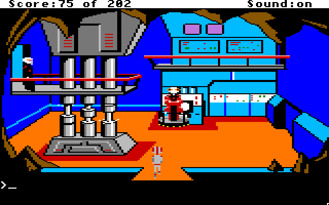 Space Quest: Chapter I - The Sarien Encounter Apple IIgs Screenshot: Meeting with our alien friends.