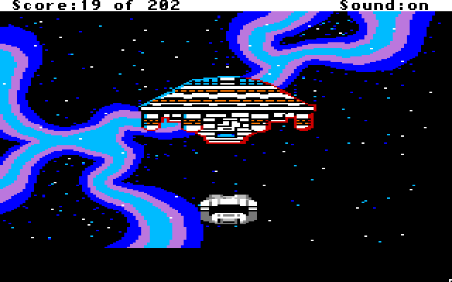 Space Quest: Chapter I - The Sarien Encounter Apple IIgs Screenshot: Abandoned Arcada just in time!