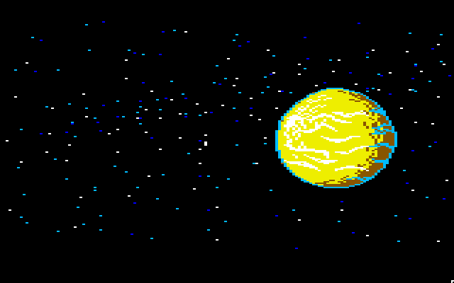 Space Quest: Chapter I - The Sarien Encounter Apple IIgs Screenshot: Landing on Kerona.