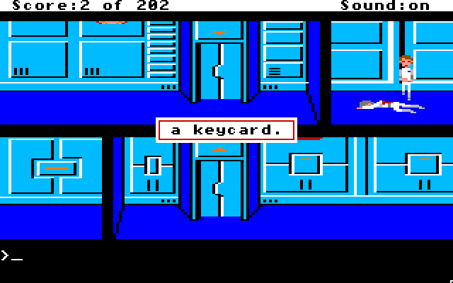 Space Quest: Chapter I - The Sarien Encounter Apple IIgs Screenshot: I found...a keycard!