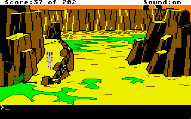 Space Quest: Chapter I - The Sarien Encounter Apple IIgs Screenshot: Walking up a path...