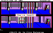 Space Quest: Chapter I - The Sarien Encounter for Apple IIgs - With my cover blown, a Sarien shot me.