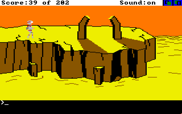 Space Quest: Chapter I - The Sarien Encounter Amiga Screenshot: This rock formation looks suspicious...