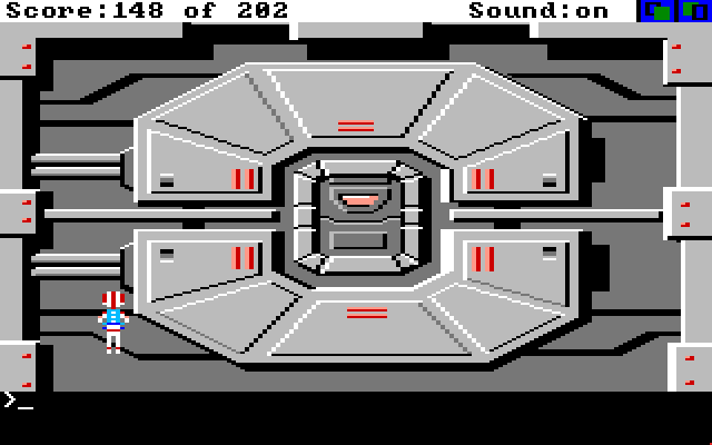 Space Quest: Chapter I - The Sarien Encounter Amiga Screenshot: Outside the airlock...